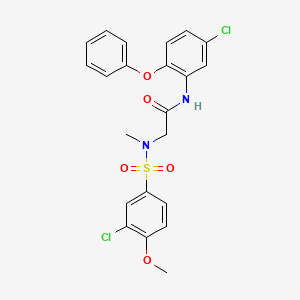 molecular formula C22H20Cl2N2O5S B3505802 N~2~-[(3-chloro-4-methoxyphenyl)sulfonyl]-N-(5-chloro-2-phenoxyphenyl)-N~2~-methylglycinamide 