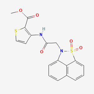 molecular formula C18H14N2O5S2 B3505865 methyl 3-{[(1,1-dioxido-2H-naphtho[1,8-cd]isothiazol-2-yl)acetyl]amino}-2-thiophenecarboxylate 
