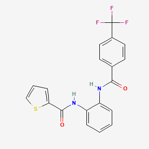 molecular formula C19H13F3N2O2S B3505948 N-{2-[4-(TRIFLUOROMETHYL)BENZAMIDO]PHENYL}THIOPHENE-2-CARBOXAMIDE 
