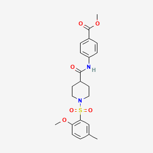 molecular formula C22H26N2O6S B3506153 Methyl 4-[[1-(2-methoxy-5-methylphenyl)sulfonylpiperidine-4-carbonyl]amino]benzoate 
