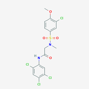 molecular formula C16H14Cl4N2O4S B3506351 N~2~-[(3-chloro-4-methoxyphenyl)sulfonyl]-N~2~-methyl-N-(2,4,5-trichlorophenyl)glycinamide 