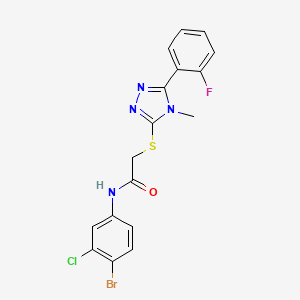 molecular formula C17H13BrClFN4OS B3506417 N-(4-bromo-3-chlorophenyl)-2-{[5-(2-fluorophenyl)-4-methyl-4H-1,2,4-triazol-3-yl]sulfanyl}acetamide 