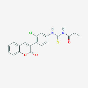 molecular formula C19H15ClN2O3S B3506481 N-[[3-chloro-4-(2-oxochromen-3-yl)phenyl]carbamothioyl]propanamide 