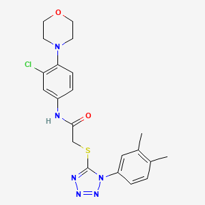 molecular formula C21H23ClN6O2S B3506548 N-(3-chloro-4-morpholin-4-ylphenyl)-2-[1-(3,4-dimethylphenyl)tetrazol-5-yl]sulfanylacetamide 