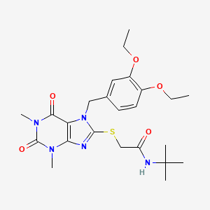 molecular formula C24H33N5O5S B3506789 N-TERT-BUTYL-2-({7-[(3,4-DIETHOXYPHENYL)METHYL]-1,3-DIMETHYL-2,6-DIOXO-2,3,6,7-TETRAHYDRO-1H-PURIN-8-YL}SULFANYL)ACETAMIDE 