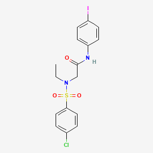 molecular formula C16H16ClIN2O3S B3506922 N~2~-[(4-chlorophenyl)sulfonyl]-N~2~-ethyl-N-(4-iodophenyl)glycinamide 