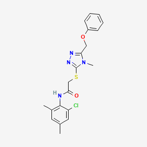 molecular formula C20H21ClN4O2S B3507007 N-(2-chloro-4,6-dimethylphenyl)-2-[[4-methyl-5-(phenoxymethyl)-1,2,4-triazol-3-yl]sulfanyl]acetamide 