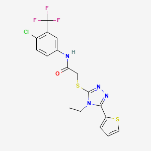 molecular formula C17H14ClF3N4OS2 B3507248 N-[4-chloro-3-(trifluoromethyl)phenyl]-2-{[4-ethyl-5-(thiophen-2-yl)-4H-1,2,4-triazol-3-yl]sulfanyl}acetamide CAS No. 566188-43-0