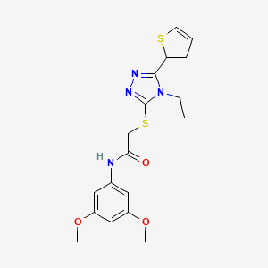 molecular formula C18H20N4O3S2 B3507252 N-(3,5-dimethoxyphenyl)-2-{[4-ethyl-5-(2-thienyl)-4H-1,2,4-triazol-3-yl]sulfanyl}acetamide CAS No. 573960-93-7
