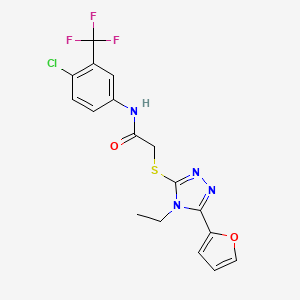 molecular formula C17H14ClF3N4O2S B3507262 N-[4-chloro-3-(trifluoromethyl)phenyl]-2-{[4-ethyl-5-(furan-2-yl)-4H-1,2,4-triazol-3-yl]sulfanyl}acetamide CAS No. 618412-60-5