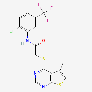 molecular formula C17H13ClF3N3OS2 B3507296 N-[2-chloro-5-(trifluoromethyl)phenyl]-2-(5,6-dimethylthieno[2,3-d]pyrimidin-4-yl)sulfanylacetamide 
