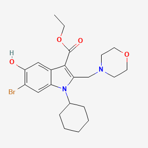 molecular formula C22H29BrN2O4 B3507406 ETHYL 6-BROMO-1-CYCLOHEXYL-5-HYDROXY-2-[(MORPHOLIN-4-YL)METHYL]-1H-INDOLE-3-CARBOXYLATE 
