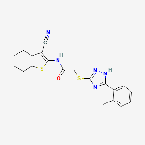 molecular formula C20H19N5OS2 B3507666 N-(3-cyano-4,5,6,7-tetrahydro-1-benzothiophen-2-yl)-2-{[5-(2-methylphenyl)-4H-1,2,4-triazol-3-yl]sulfanyl}acetamide 
