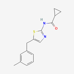 molecular formula C15H16N2OS B3507671 N-{5-[(3-Methylphenyl)methyl]-1,3-thiazol-2-YL}cyclopropanecarboxamide 