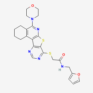 molecular formula C24H25N5O3S2 B3507689 N-(furan-2-ylmethyl)-2-[(8-morpholin-4-yl-11-thia-9,14,16-triazatetracyclo[8.7.0.02,7.012,17]heptadeca-1,7,9,12,14,16-hexaen-13-yl)sulfanyl]acetamide 