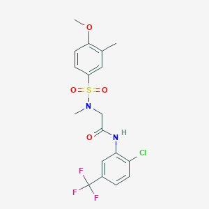 molecular formula C18H18ClF3N2O4S B3508010 N-[2-chloro-5-(trifluoromethyl)phenyl]-N~2~-[(4-methoxy-3-methylphenyl)sulfonyl]-N~2~-methylglycinamide 