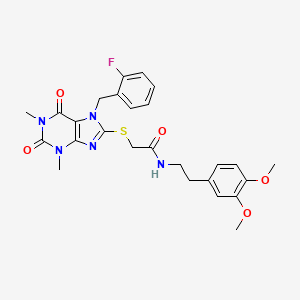 molecular formula C26H28FN5O5S B3508080 N-[2-(3,4-DIMETHOXYPHENYL)ETHYL]-2-({7-[(2-FLUOROPHENYL)METHYL]-1,3-DIMETHYL-2,6-DIOXO-2,3,6,7-TETRAHYDRO-1H-PURIN-8-YL}SULFANYL)ACETAMIDE 