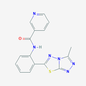 molecular formula C16H12N6OS B350811 N-[2-(3-methyl[1,2,4]triazolo[3,4-b][1,3,4]thiadiazol-6-yl)phenyl]nicotinamide CAS No. 847848-37-7