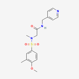 molecular formula C17H21N3O4S B3508137 N~2~-[(4-methoxy-3-methylphenyl)sulfonyl]-N~2~-methyl-N-(pyridin-4-ylmethyl)glycinamide 
