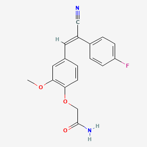 molecular formula C18H15FN2O3 B3508244 2-{4-[(E)-2-cyano-2-(4-fluorophenyl)ethenyl]-2-methoxyphenoxy}acetamide 