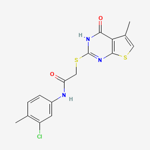 molecular formula C16H14ClN3O2S2 B3508513 N-(3-chloro-4-methylphenyl)-2-[(5-methyl-4-oxo-3,4-dihydrothieno[2,3-d]pyrimidin-2-yl)sulfanyl]acetamide 