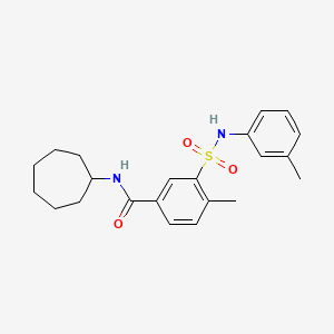 molecular formula C22H28N2O3S B3508523 N-cycloheptyl-4-methyl-3-[(3-methylphenyl)sulfamoyl]benzamide 