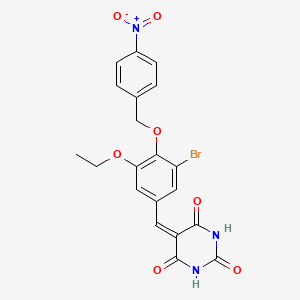 molecular formula C20H16BrN3O7 B3508527 5-[[3-Bromo-5-ethoxy-4-[(4-nitrophenyl)methoxy]phenyl]methylidene]-1,3-diazinane-2,4,6-trione 