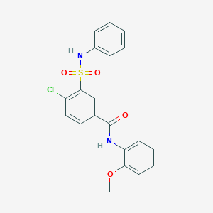 molecular formula C20H17ClN2O4S B3508530 4-chloro-N-(2-methoxyphenyl)-3-(phenylsulfamoyl)benzamide 