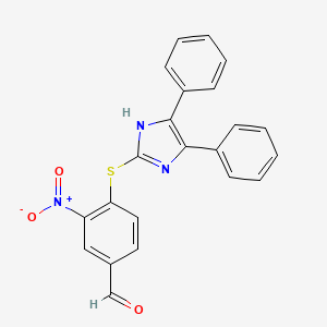 molecular formula C22H15N3O3S B3508548 4-[(4,5-diphenyl-1H-imidazol-2-yl)sulfanyl]-3-nitrobenzaldehyde 