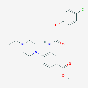 molecular formula C24H30ClN3O4 B350856 Methyl 3-{[2-(4-chlorophenoxy)-2-methylpropanoyl]amino}-4-(4-ethylpiperazin-1-yl)benzoate CAS No. 767300-19-6