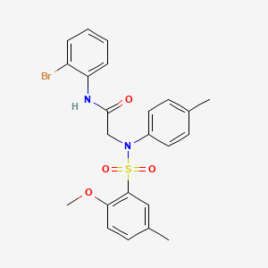 molecular formula C23H23BrN2O4S B3508621 N-(2-bromophenyl)-2-(N-(2-methoxy-5-methylphenyl)sulfonyl-4-methylanilino)acetamide 