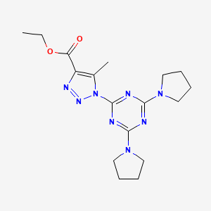 molecular formula C17H24N8O2 B3508746 ETHYL 1-[4,6-BIS(PYRROLIDIN-1-YL)-1,3,5-TRIAZIN-2-YL]-5-METHYL-1H-1,2,3-TRIAZOLE-4-CARBOXYLATE 