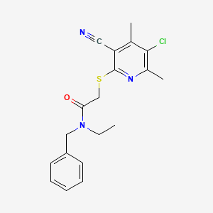 molecular formula C19H20ClN3OS B3508767 N-benzyl-2-[(5-chloro-3-cyano-4,6-dimethylpyridin-2-yl)sulfanyl]-N-ethylacetamide 