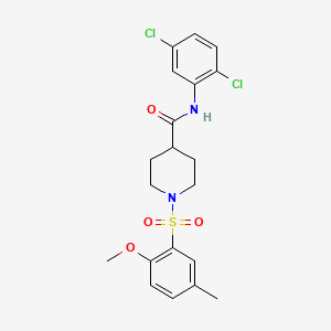molecular formula C20H22Cl2N2O4S B3508838 N-(2,5-dichlorophenyl)-1-(2-methoxy-5-methylphenyl)sulfonylpiperidine-4-carboxamide 