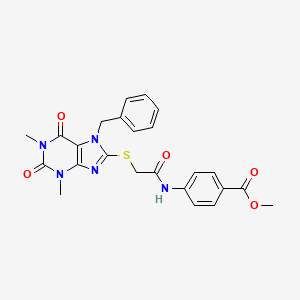 molecular formula C24H23N5O5S B3508949 METHYL 4-{2-[(7-BENZYL-1,3-DIMETHYL-2,6-DIOXO-2,3,6,7-TETRAHYDRO-1H-PURIN-8-YL)SULFANYL]ACETAMIDO}BENZOATE 