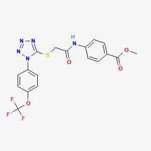 molecular formula C18H14F3N5O4S B3508953 METHYL 4-[2-({1-[4-(TRIFLUOROMETHOXY)PHENYL]-1H-1,2,3,4-TETRAZOL-5-YL}SULFANYL)ACETAMIDO]BENZOATE 