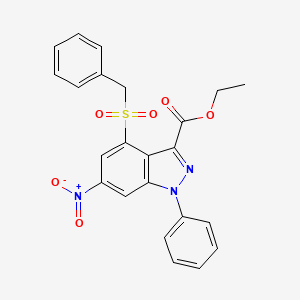 molecular formula C23H19N3O6S B3509968 ETHYL 6-NITRO-1-PHENYL-4-PHENYLMETHANESULFONYL-1H-INDAZOLE-3-CARBOXYLATE 