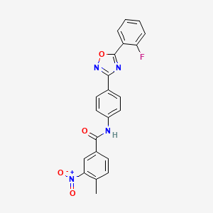 molecular formula C22H15FN4O4 B3510488 N-{4-[5-(2-fluorophenyl)-1,2,4-oxadiazol-3-yl]phenyl}-4-methyl-3-nitrobenzamide 
