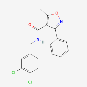 molecular formula C18H14Cl2N2O2 B3510905 N-[(3,4-dichlorophenyl)methyl]-5-methyl-3-phenyl-1,2-oxazole-4-carboxamide CAS No. 329221-46-7