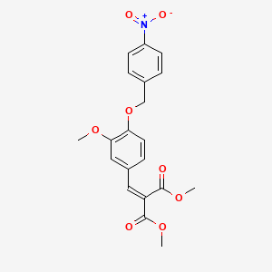 molecular formula C20H19NO8 B3511176 dimethyl {3-methoxy-4-[(4-nitrobenzyl)oxy]benzylidene}malonate 
