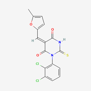 molecular formula C16H10Cl2N2O3S B3511723 (5E)-1-(2,3-dichlorophenyl)-5-[(5-methylfuran-2-yl)methylidene]-2-sulfanylidene-1,3-diazinane-4,6-dione 