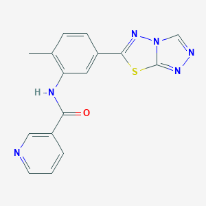 molecular formula C16H12N6OS B351203 N-(2-methyl-5-[1,2,4]triazolo[3,4-b][1,3,4]thiadiazol-6-ylphenyl)nicotinamide CAS No. 919028-60-7