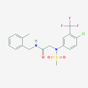 molecular formula C18H18ClF3N2O3S B3512370 N~2~-[4-chloro-3-(trifluoromethyl)phenyl]-N~1~-(2-methylbenzyl)-N~2~-(methylsulfonyl)glycinamide 