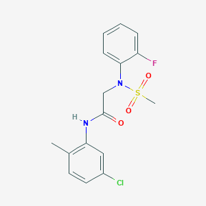 molecular formula C16H16ClFN2O3S B3512527 N~1~-(5-chloro-2-methylphenyl)-N~2~-(2-fluorophenyl)-N~2~-(methylsulfonyl)glycinamide 