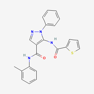 molecular formula C22H18N4O2S B3512930 N-(2-methylphenyl)-1-phenyl-5-(thiophene-2-carbonylamino)pyrazole-4-carboxamide 