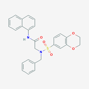 molecular formula C27H24N2O5S B3512976 2-[benzyl(2,3-dihydro-1,4-benzodioxin-6-ylsulfonyl)amino]-N-naphthalen-1-ylacetamide 
