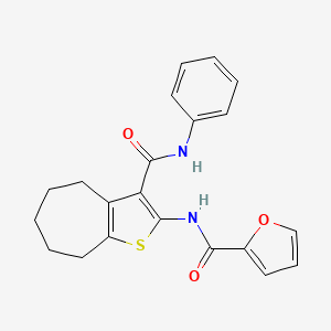 molecular formula C21H20N2O3S B3513174 N-[3-(PHENYLCARBAMOYL)-4H,5H,6H,7H,8H-CYCLOHEPTA[B]THIOPHEN-2-YL]FURAN-2-CARBOXAMIDE 