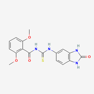 molecular formula C17H16N4O4S B3513486 2,6-dimethoxy-N-{[(2-oxo-2,3-dihydro-1H-benzimidazol-5-yl)amino]carbonothioyl}benzamide 