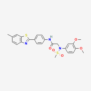 molecular formula C25H25N3O5S2 B3515374 N~2~-(3,4-dimethoxyphenyl)-N~1~-[4-(6-methyl-1,3-benzothiazol-2-yl)phenyl]-N~2~-(methylsulfonyl)glycinamide 