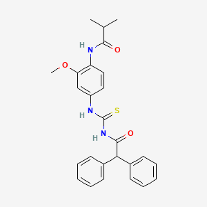 molecular formula C26H27N3O3S B3516647 N-[4-({[(diphenylacetyl)amino]carbonothioyl}amino)-2-methoxyphenyl]-2-methylpropanamide 